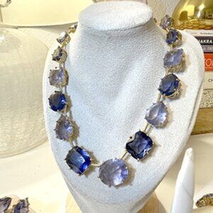 Demoiselle Large Blue Glass Bead 17" Necklace Set